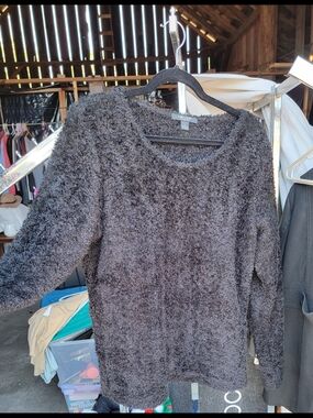 Karen Kane Black Fuzzy Crewneck Sweater